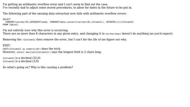 Databases: Arithmetic overflow error varchar to numeric смотреть онлайн
