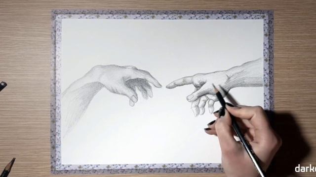 How to draw with pencil: The creation of Adam (Michelangelo) - Timelapse Drawing Tutorial смотреть онлайн