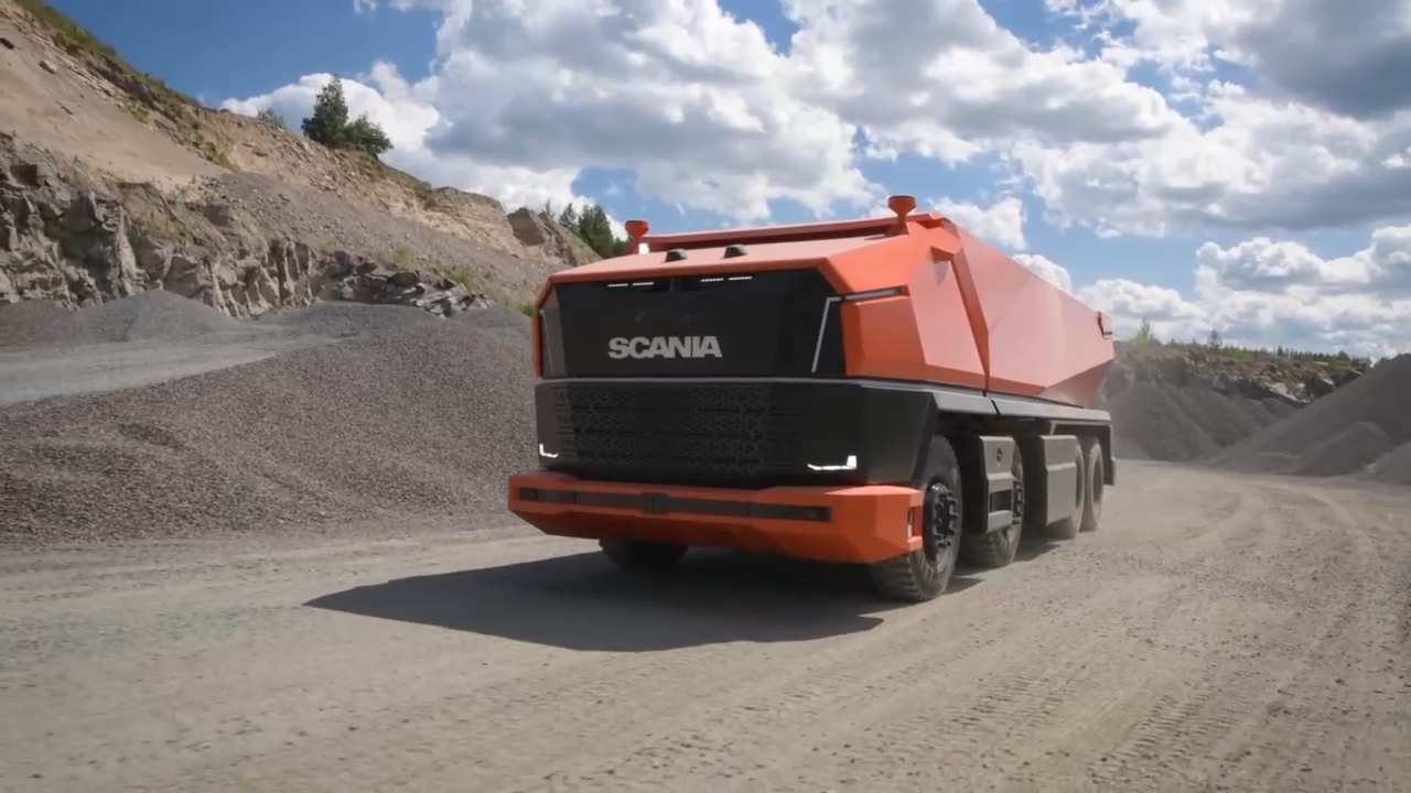Концепт автономного грузовика Scania AXL без кабины смотреть онлайн