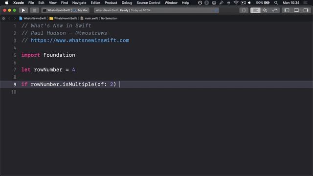 Integer multiples in Swift with isMultiple(of:) смотреть онлайн