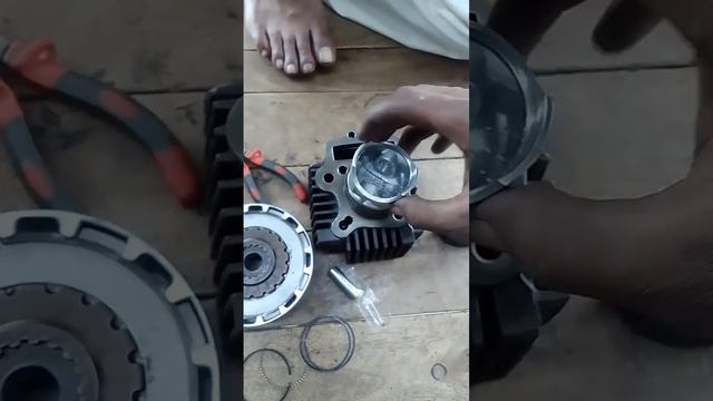 how to new ring piston cylinder install and testing #setting #bike смотреть онлайн