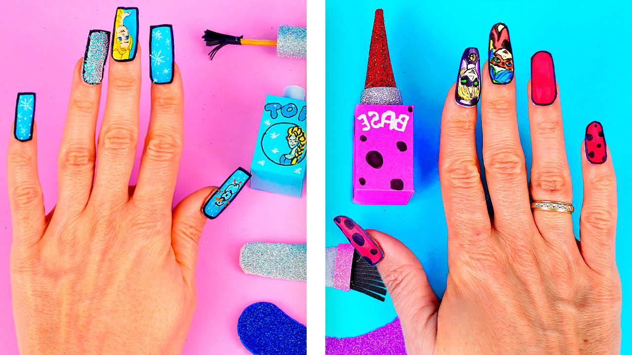 Ногти из бумаги Как сделать красивый маникюр Эльза и Леди Баг смотреть онлайн