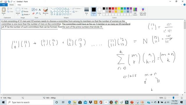 Solving AIME I 2020 #7! Just need Vandermonde's Identity! смотреть онлайн