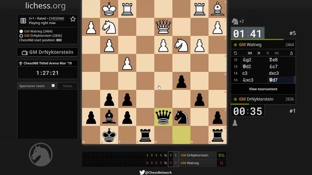 Chess960 Titled Arena ft. Magnus Carlsen as DrNykterstein | March 2019 смотреть онлайн