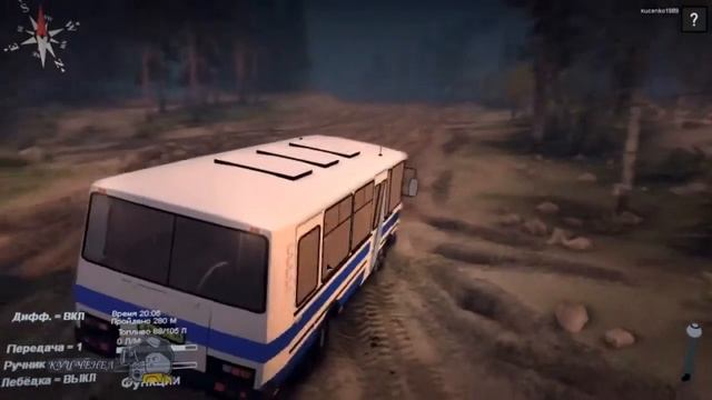 Советские автобусы тест драйв на бездорожье ПАЗ 3205 SpinTires 2015 смотреть онлайн