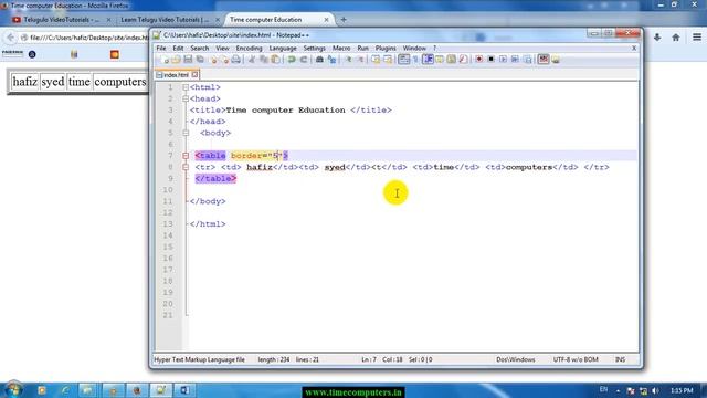 HTML Tutorials in Telugu Table Part 20 [www.timecomputers.in] смотреть онлайн