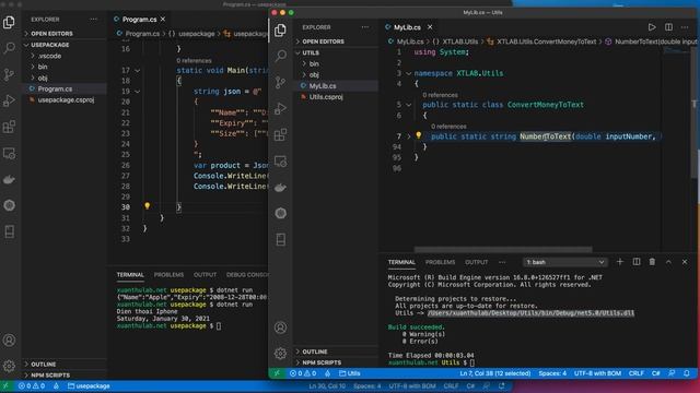 CS31 Tạo thư viện lớp C# NET Core và chia sẻ lên nuget.org, ví dụ thư viện C# đổi số thành chữ смотреть онлайн