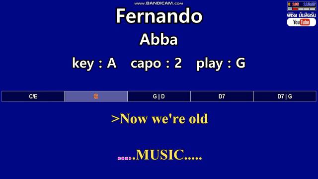 Fernando - Abba ( Karaoke & Easy Guitar Chords ) Key : A Capo : 2 เล่น G смотреть онлайн
