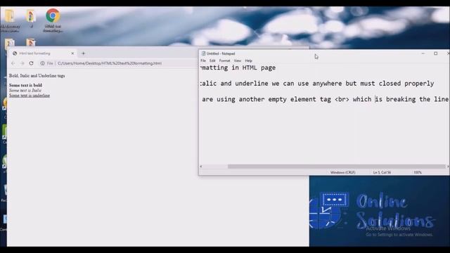 HTML Text Formatting Bold Italic Underline Break Line br tag смотреть онлайн