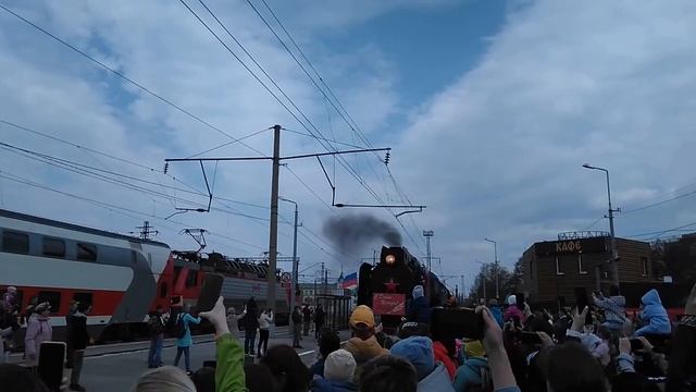 Прибытие поезда Победы, Рязань 8.05.2022 г. Источник видео: телеграм-канал Рязанский наблюдатель