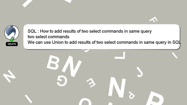 SQL : How to add results of two select commands in same query смотреть онлайн