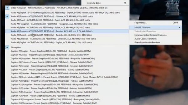 Как переключить аудиодорожку и субтитры в KMPlayer, Daum PotPlayer, Media Player Classic