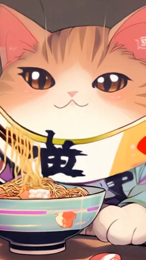 😹 Смотрите, как Ням-Ням с невероятной ловкостью захватывает каждую лапшичку!