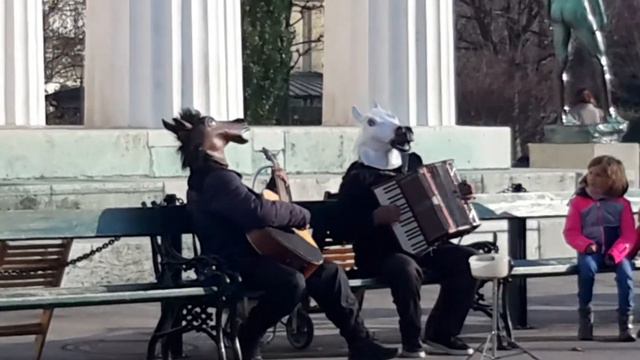 Кони играют на баяне в Новый год в парке Вены смотреть онлайн