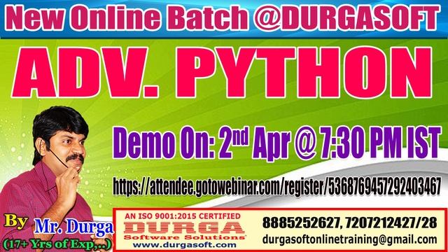 ADV PYTHON Online Training By Mr DURGA Sir смотреть онлайн
