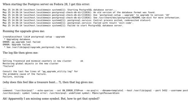 Fedora 28 cannot upgrade Postgres to 10 смотреть онлайн