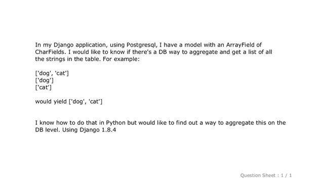 Django : Django Postgresql ArrayField aggregation смотреть онлайн