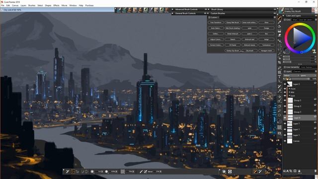 Corel Painter 2019 - City at Night (Davey Baker) смотреть онлайн