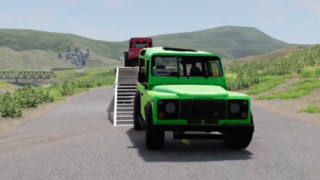Flatbed Trailer Tractor Truck COLOR POLICE CARS TRANSPORTING WITH TRUCKS - BeamNG.drive смотреть онлайн