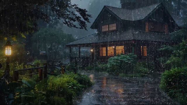 Eliminate insomnia with Heavy Rain, Strong Wind & Thunderstorm Rumbling on Roof in Forest at Night смотреть онлайн