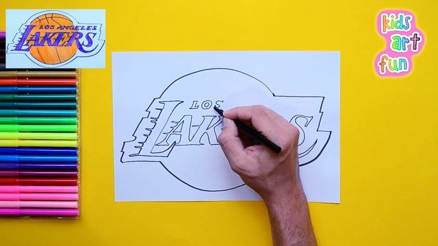 How to draw LA Lakers logo (NBA Team) смотреть онлайн