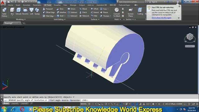 How to Use Revolve Command In AutoCAD 3D : Module 2 (Lecture 1 of 3) смотреть онлайн