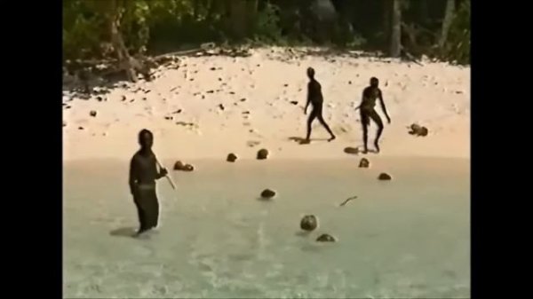Sentinel island india original HD video drone footage of tribal people