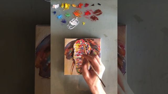 Как нарисовать масляными красками слона.Yağlı boya ilə bir fil necə boyanır. смотреть онлайн