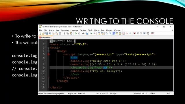 JavaScript - Week02b - Writing to the Developer Console смотреть онлайн