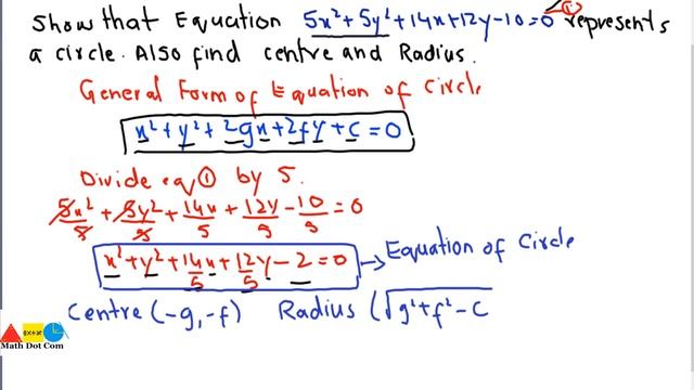 HOW TO Show that the Equation Represents a Circle | Find Radius and Centre | Math Dot Com смотреть онлайн