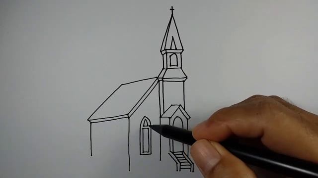 Cara Mudah Menggambar Arsitektur Gedung GEREJA Untuk Pemula || How To Draw CHURCH For Beginner смотреть онлайн