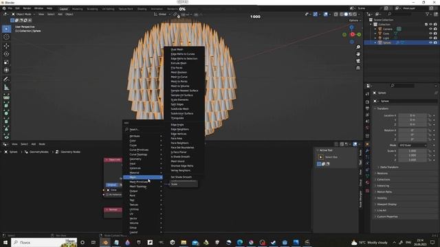 Blender 3d Tutorial - Geometry Nodes, How to place Instances by Normal, rotate Inside and Outside смотреть онлайн