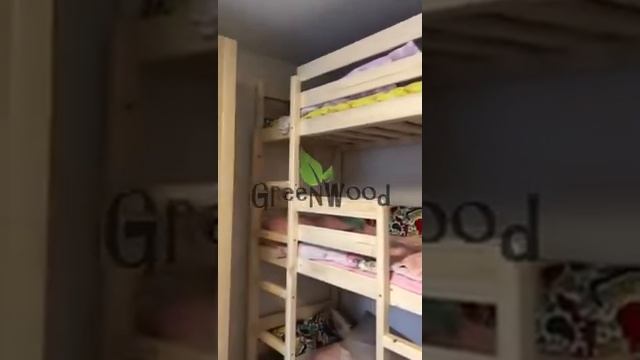 Трехъярусная кровать "Джордан" из массива сосны. смотреть онлайн