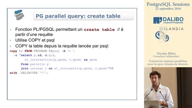 PG Session #8 - Nicolas Ribot - Traitements spatiaux parallélisés pour les gros volumes de données смотреть онлайн