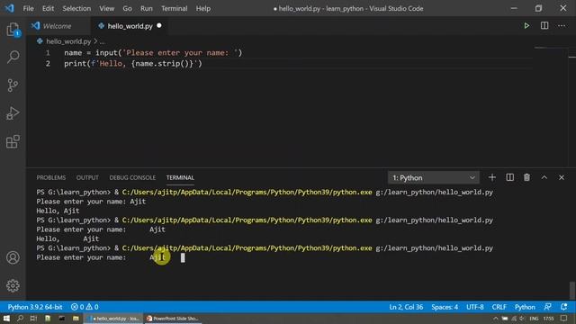 Python for beginners | Accepting user input in python | input() смотреть онлайн