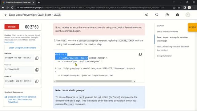 Data Loss Prevention: Qwik Start - JSON | GSP107 | Solution смотреть онлайн