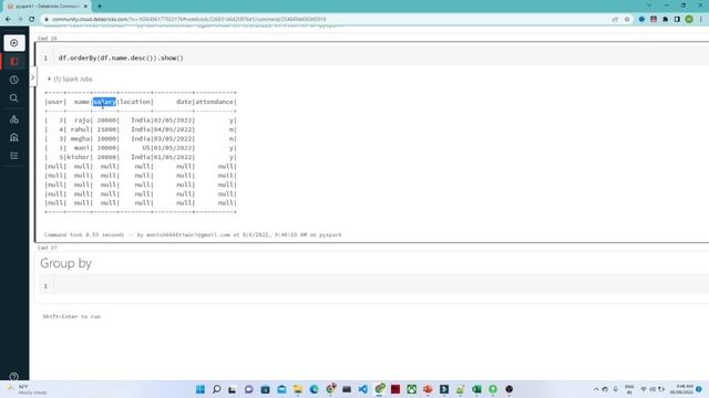 How to SORT ang Groupby in PySpark | Pyspark Tutorial смотреть онлайн