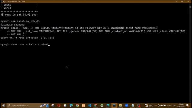 Create a database with DDL Query and explain how to create a table using the created database. смотреть онлайн