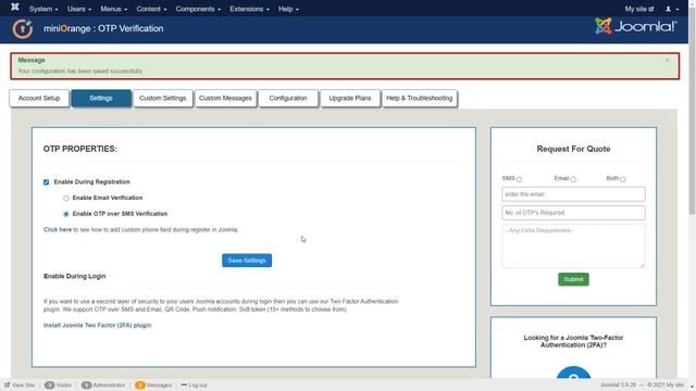 OTP Verification On Phone (SMS) For Joomla | OTP Over SMS | One Time Password For Joomla Site