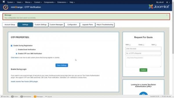 OTP Verification on Phone (SMS) for Joomla | OTP Over SMS | One Time Password for Joomla site