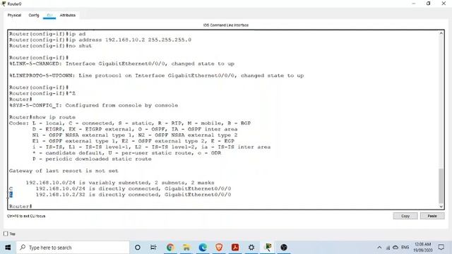 Connected Route and Local Route in Packet Tracer | show IP route смотреть онлайн