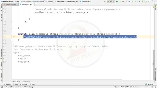 Send Email using Intent - Android Studio - Java смотреть онлайн