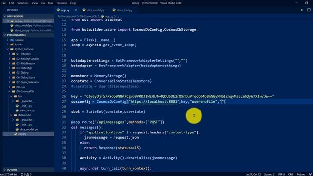 10 - Bot : Store user information in Azure Cosmos database - Python смотреть онлайн