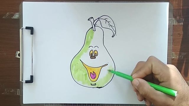 Bolalar uchun nok mevasi rasmini chizish | Drawing pear for children | Рисование груша для детей смотреть онлайн