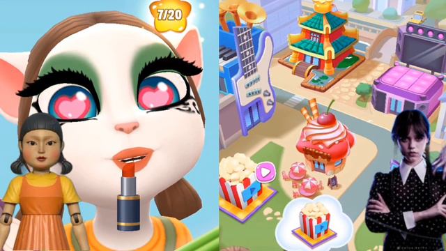 who Will win: Squid game vS Wednesday Addams My Talking Angela 2 ❤️ смотреть онлайн