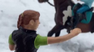 Зимняя тренировка Евы и Рыцаря/ Вики и Сникерса конкурная тренировка лошади Шляйх/ лошади Schleich