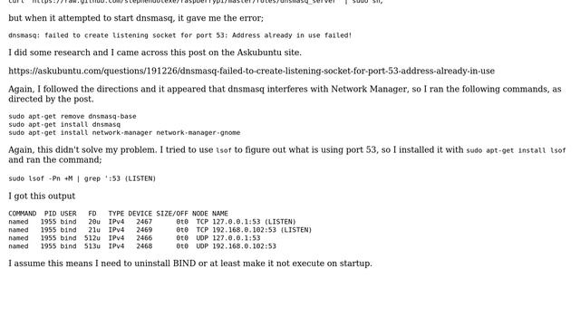 Unix & Linux: Dnsmasq cannot create listening socket for port 53 смотреть онлайн