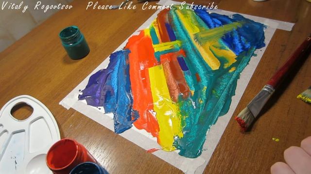 Как нарисовать гуашью акрилом абстракцию. Intuitive Abstract Art #lDayl 27 #VitalyRogovtsov