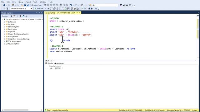 SQL SPACE() Function смотреть онлайн