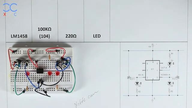 XCBV: LM1458 Dual OpAmp As Voltage Comparator
